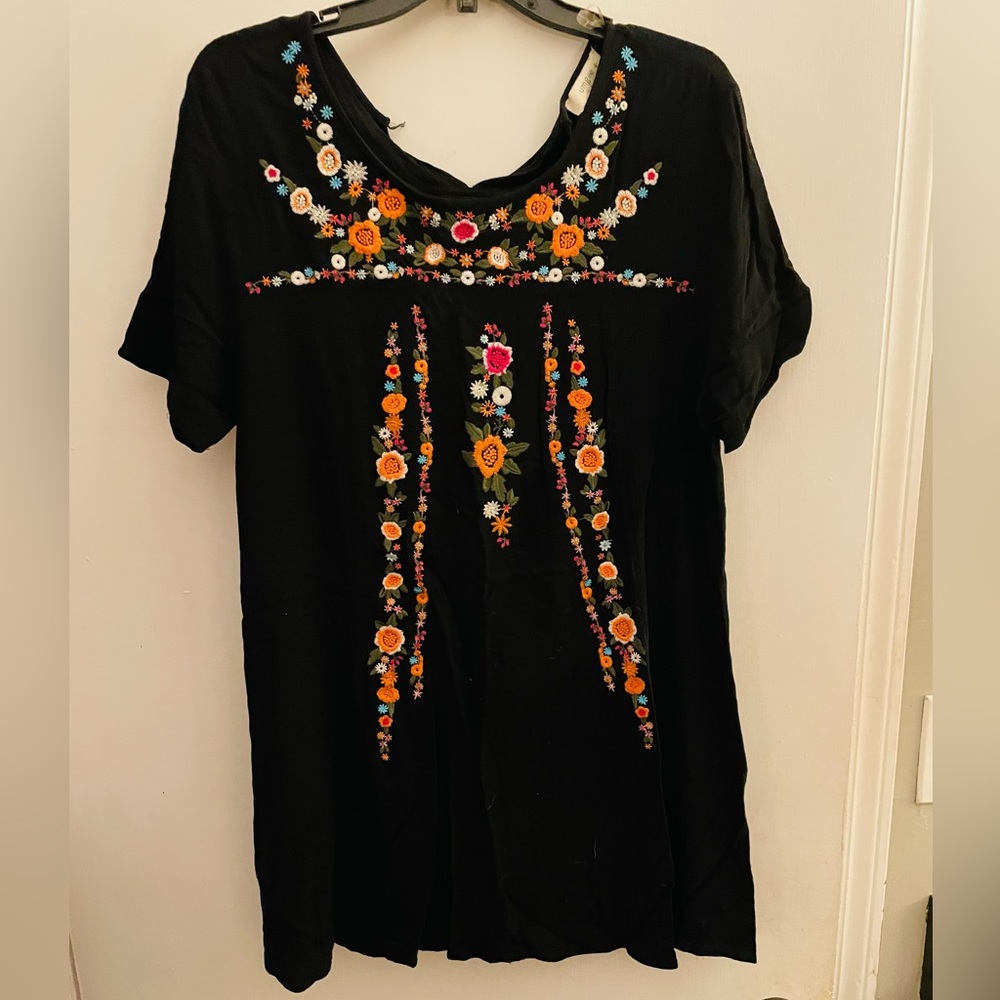 Spanish style black and floral dress